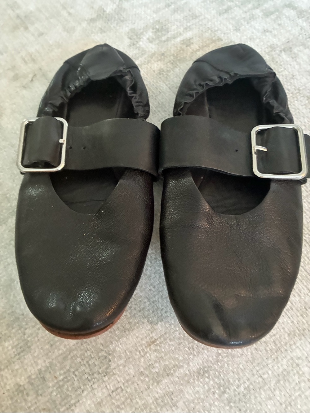 Vagabond Black Leather Buckle Mary Jane Flats